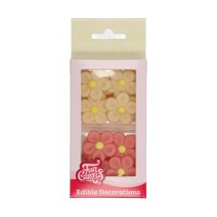FunCakes Marzipan Decorations Daisies White/Pink Set/12