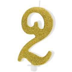 PartyDeco Birthday Candle Number 2 - Modern Gold