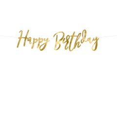 PartyDeco Banner Happy Birthday Gold