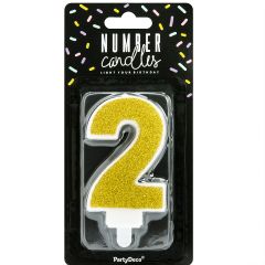 PartyDeco Birthday Candle Number 2 - Gold