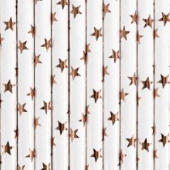 PartyDeco Paper Straws  Stars Rose Gold pk/10