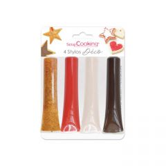 Scrap Cooking Icing Deco Pens (gold, choc, white, red) pk/4